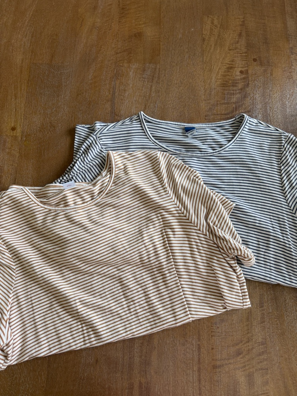 TWO PACK Old Navy Striped Short Sleeve Tees - Beige & Black Stripes